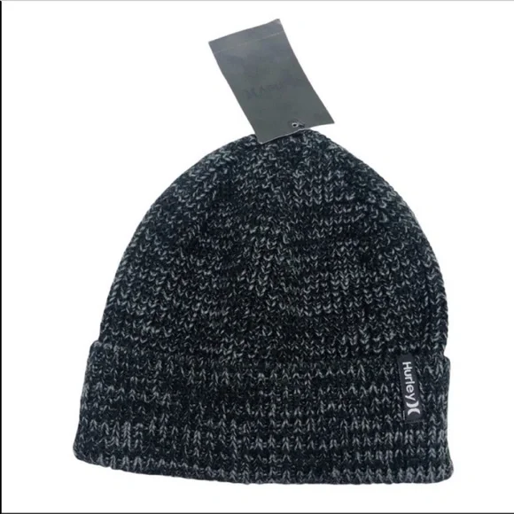 Hurley Unisex Max Cuff Slouchy 2.0 Knit Black Gray Beanie Winter Space Dye - Picture 11 of 11